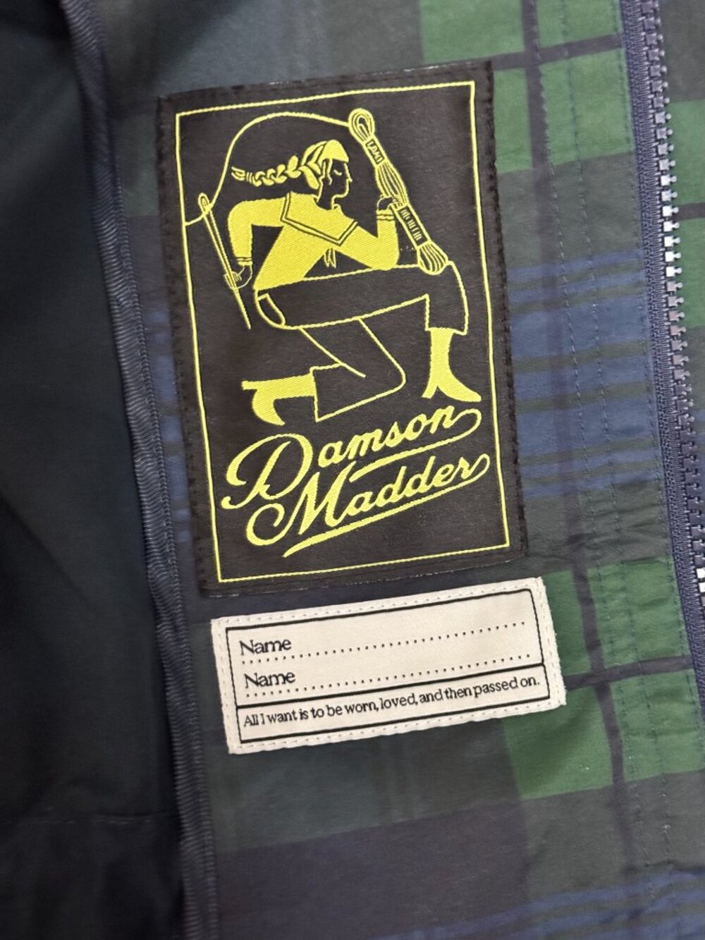 Damson Mader - Liu Shower Proof Raincoat - Navy Check - Picture 3 of 11